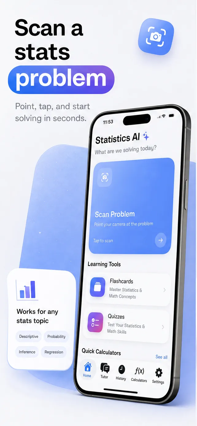Scan Problem card on the Statistics Problem Solver Pro home screen