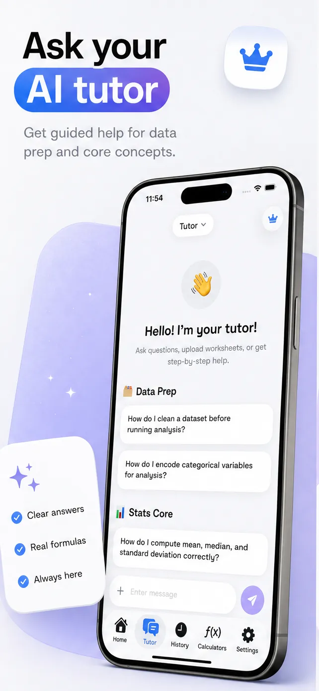 AI stats tutor in Statistics Problem Solver Pro for explaining homework